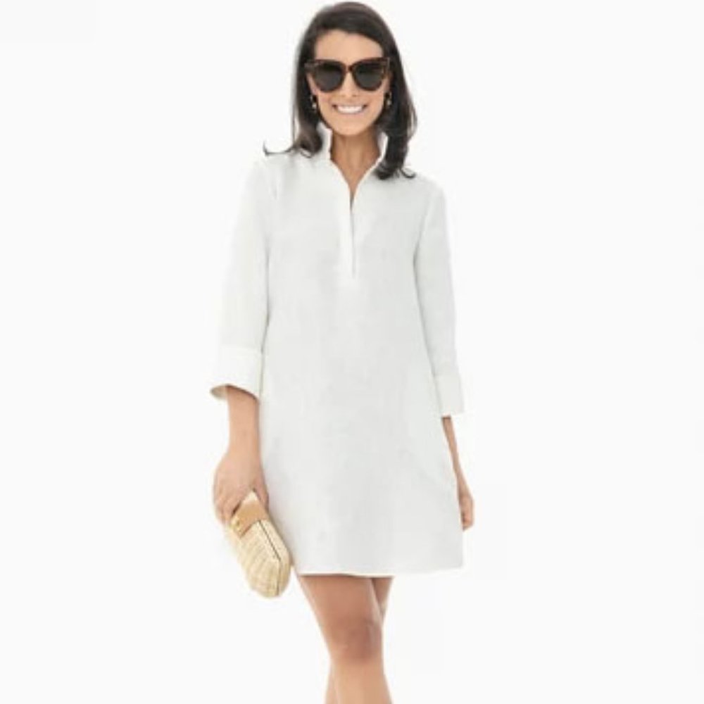 Tuckernuck WHITE BASKET WEAVE MEGAN DRESS